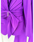 Women's Designer Wedding Pantsuit - Slim Fit Blazer with Waistband and Flare Pants Set