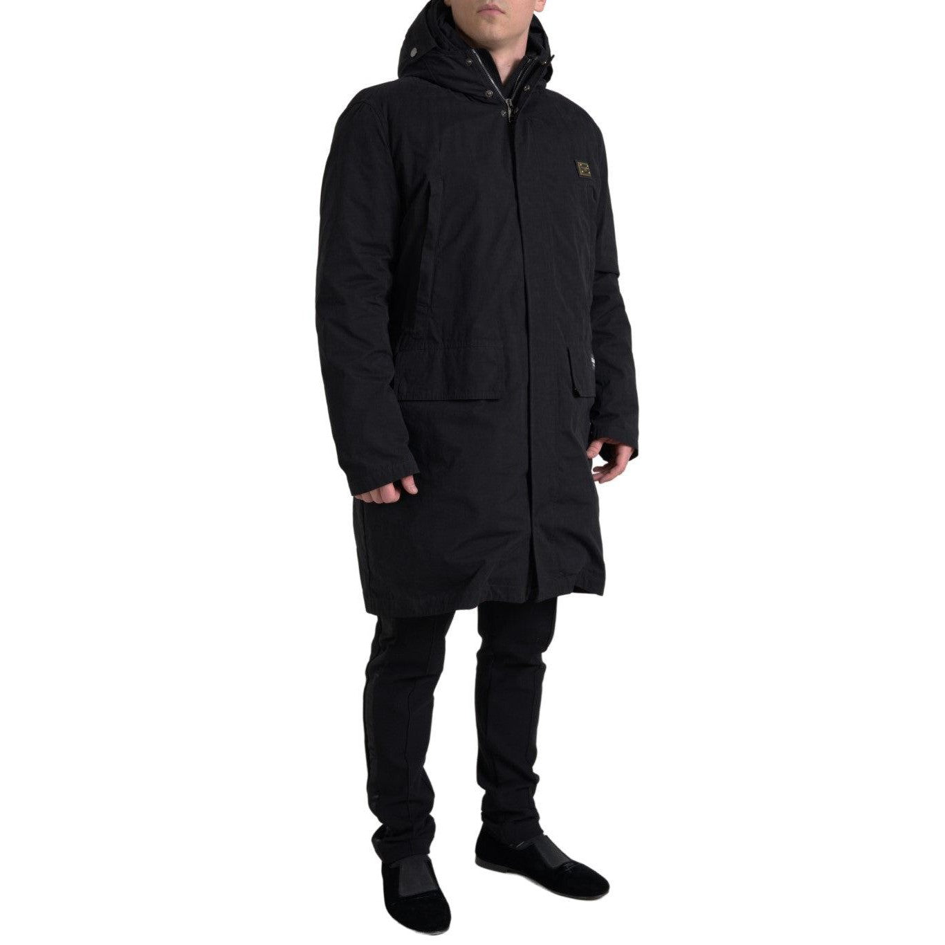 Dolce & Gabbana Black Hooded Parka Cotton Trench coat Jacket – Paris Deluxe