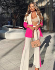 Ensemble Tailleur Rose & Crème Coupe Regulière