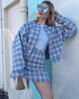 Wool Two-Piece Set with Streetwear Inspired Jacket and Skirt