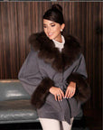 Manteau fourrure Vert à Capuche Taille courte