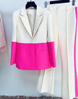 Ensemble Tailleur Rose & Crème Coupe Regulière