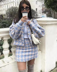 Wool Two-Piece Set with Streetwear Inspired Jacket and Skirt