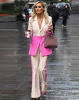 Ensemble Tailleur Rose & Crème Coupe Regulière