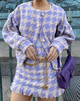 Wool Two-Piece Set with Streetwear Inspired Jacket and Skirt