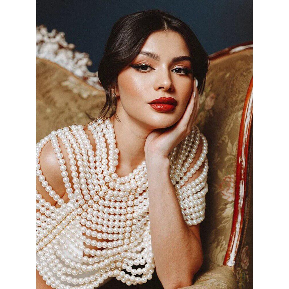 Châle en Perles Ivory Fait Main