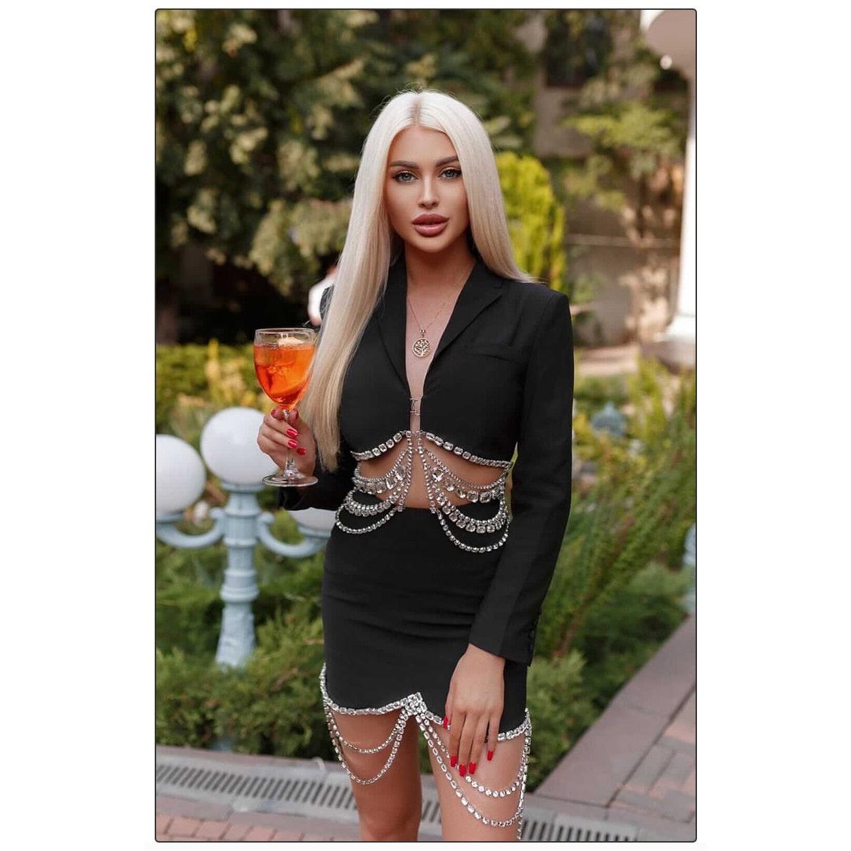 Diamond Fringe Skirt Two-Piece Set