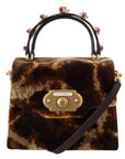 Dolce & Gabbana Elegant Giraffe Pattern Welcome Bag with Gold Accents