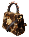 Dolce & Gabbana Elegant Giraffe Pattern Welcome Bag with Gold Accents