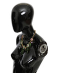 Dolce & Gabbana Elegant Crystal Charms Leaves Pendant Necklace
