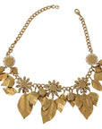 Dolce & Gabbana Elegant Crystal Charms Leaves Pendant Necklace