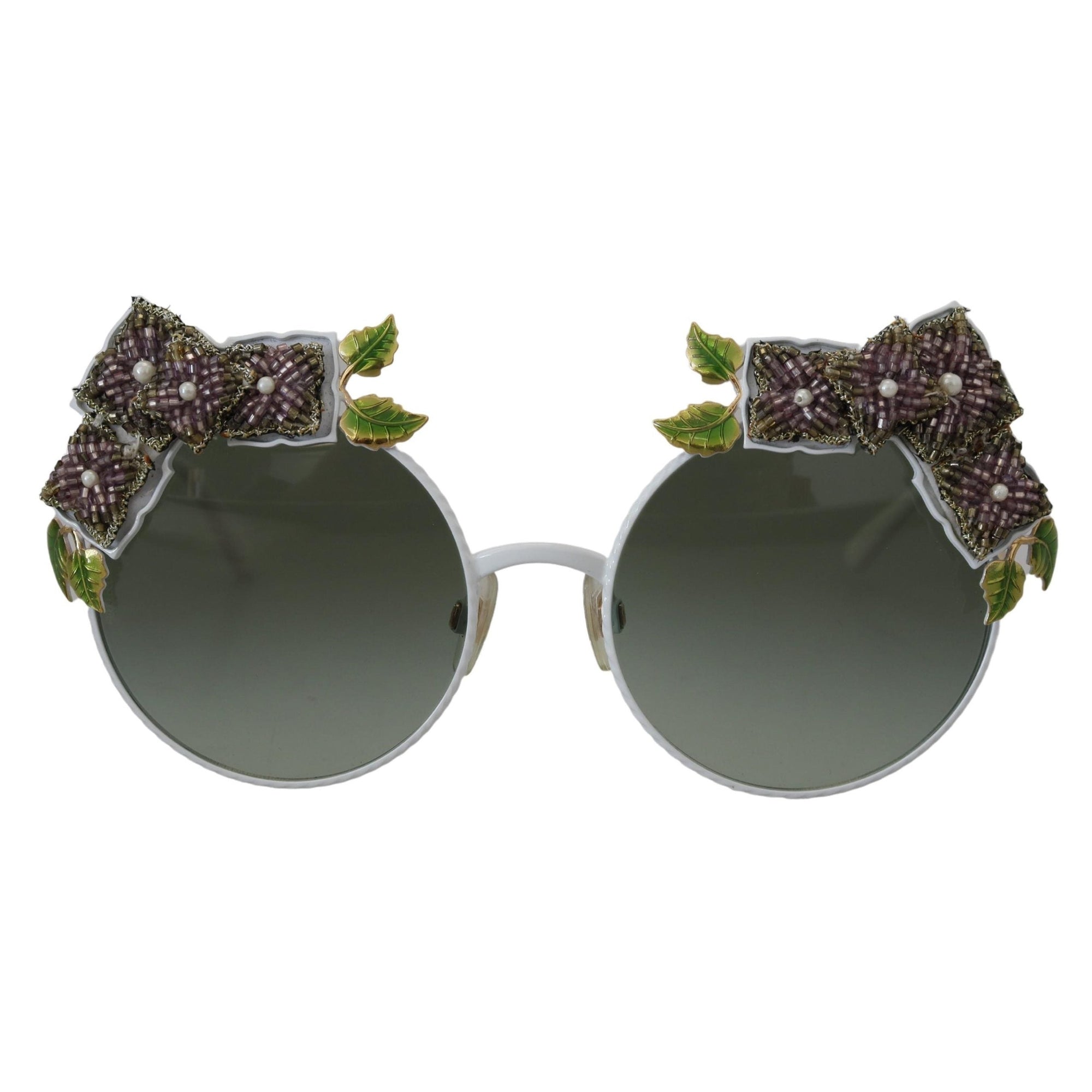 Dolce & Gabbana Elegant Floral Embellished Gold Sunglasses