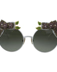 Dolce & Gabbana Elegant Floral Embellished Gold Sunglasses