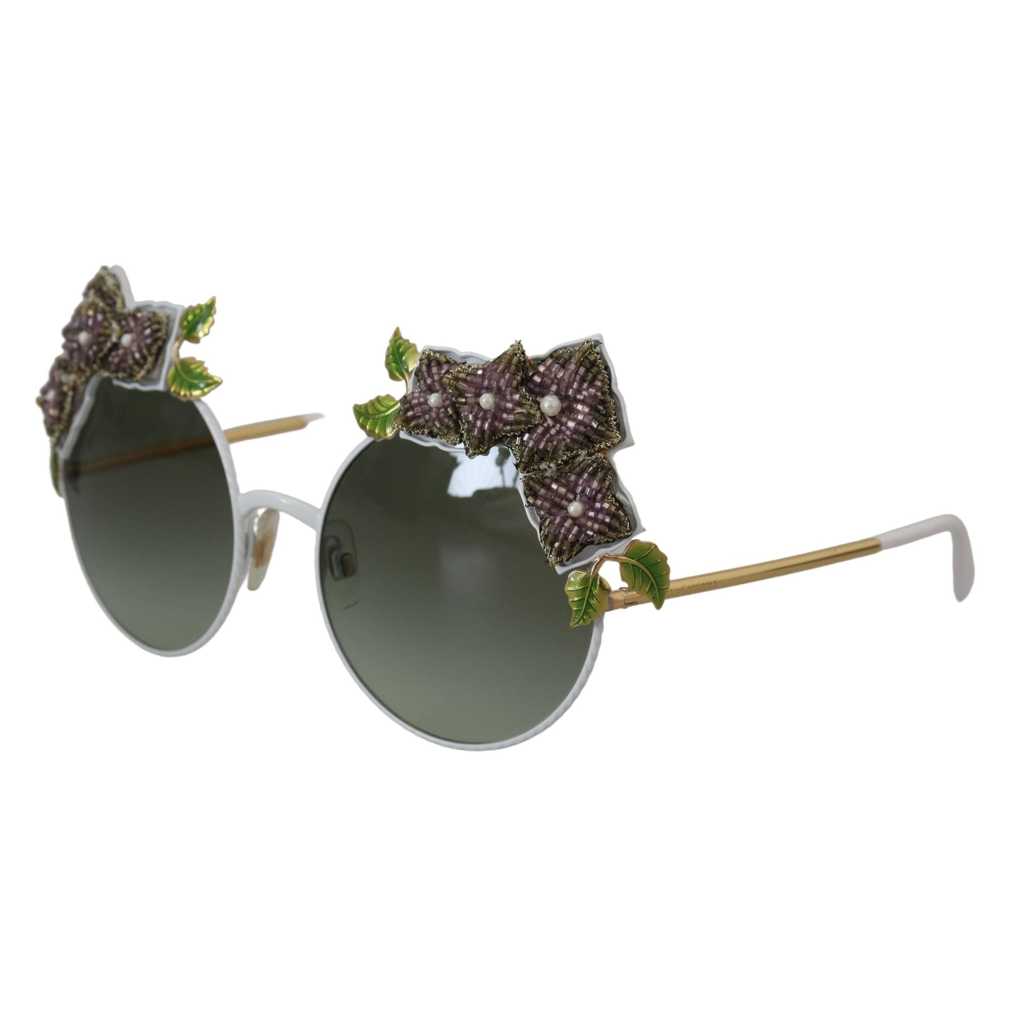 Dolce & Gabbana Elegant Floral Embellished Gold Sunglasses