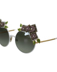 Dolce & Gabbana Elegant Floral Embellished Gold Sunglasses