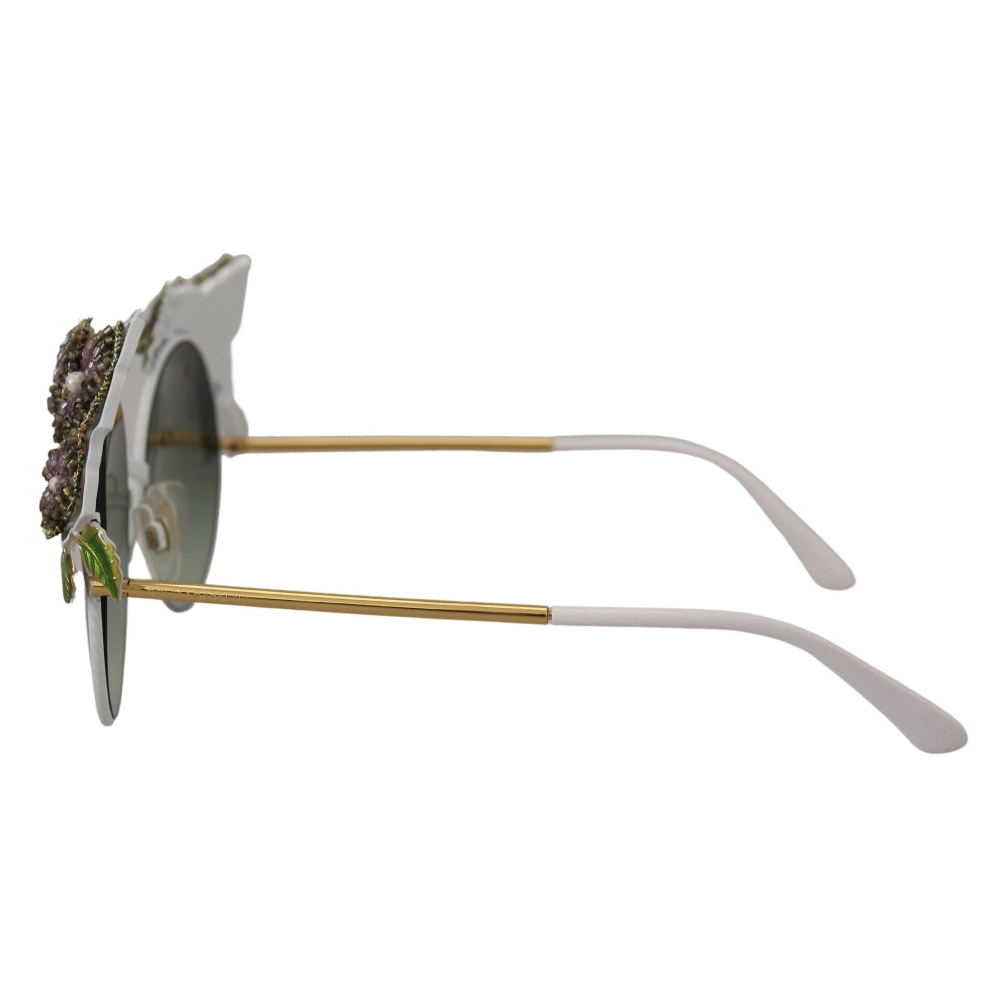 Dolce & Gabbana Elegant Floral Embellished Gold Sunglasses