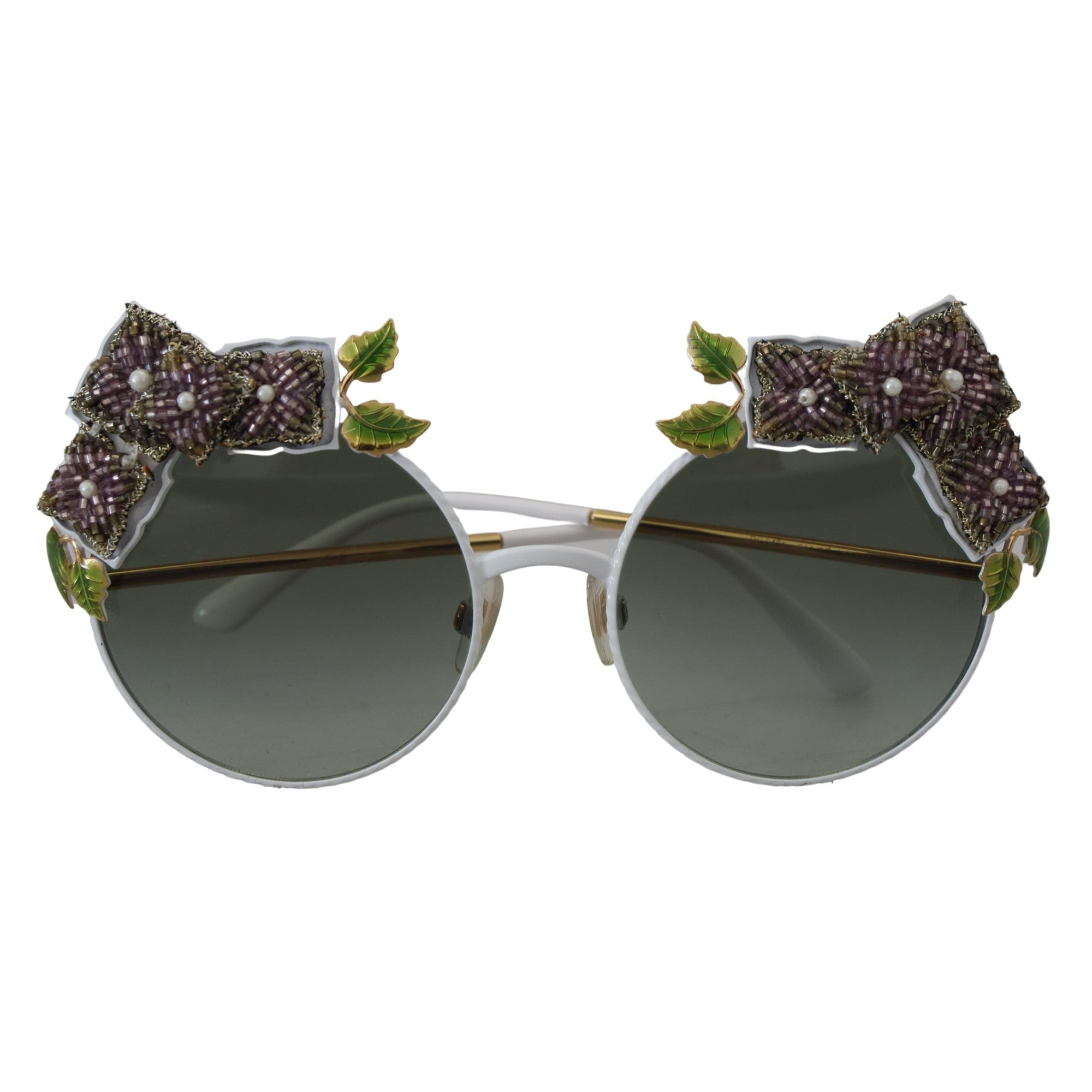 Dolce & Gabbana Elegant Floral Embellished Gold Sunglasses