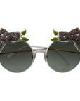 Dolce & Gabbana Elegant Floral Embellished Gold Sunglasses