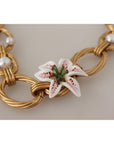 Dolce & Gabbana Elegant Gold Lilly Flower Pendant Necklace