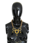 Dolce & Gabbana Elegant Gold Floral Crystal Statement Necklace