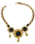 Dolce & Gabbana Elegant Gold Floral Crystal Statement Necklace