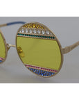 Dolce & Gabbana Crystal Embellished Gold Oval Sunglasses