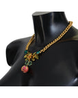 Dolce & Gabbana Elegant Gold-Tone Floral Fruit Necklace
