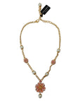 Dolce & Gabbana Elegant Floral Statement Charm Necklace