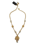 Dolce & Gabbana Elegant Floral Statement Charm Necklace