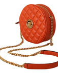 Versace Elegant Round Nappa Leather Crossbody Bag