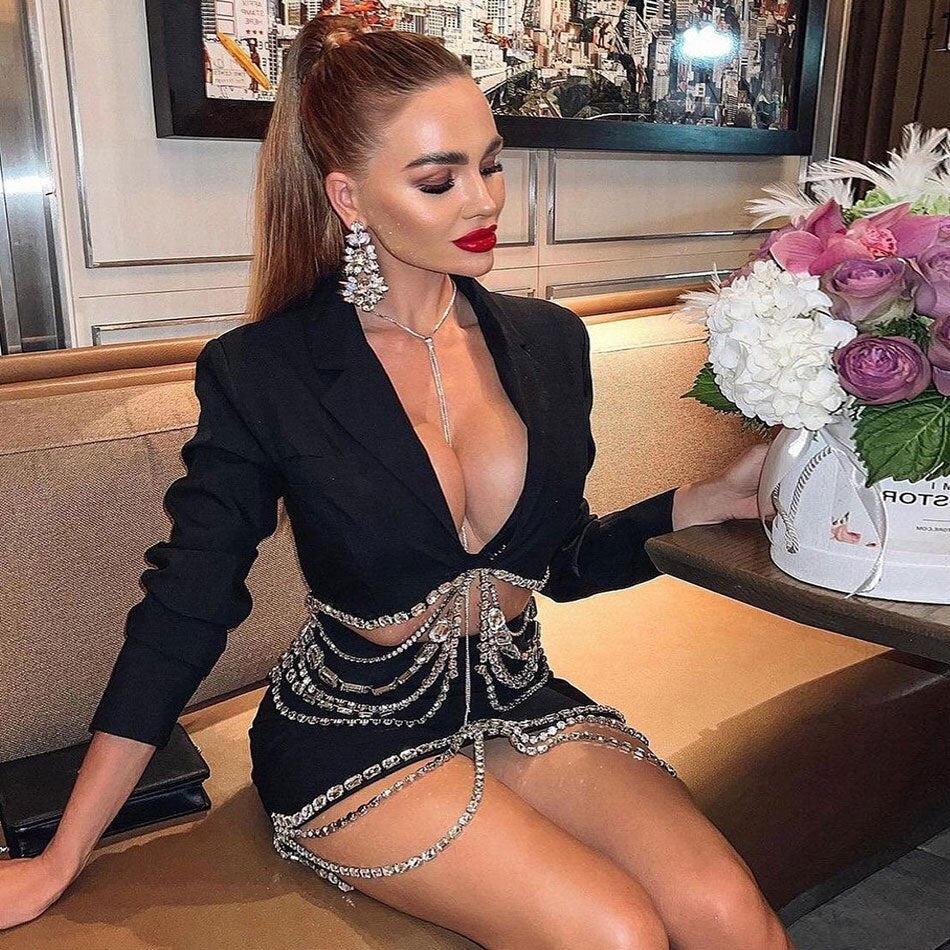 Diamond Fringe Skirt Two-Piece Set