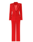Pantalon crayon & Blazer Veste Rouge Bouton unique