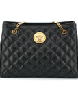 Versace Elegant Quilted Nappa Leather Tote Bag