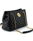 Versace Elegant Quilted Nappa Leather Tote Bag