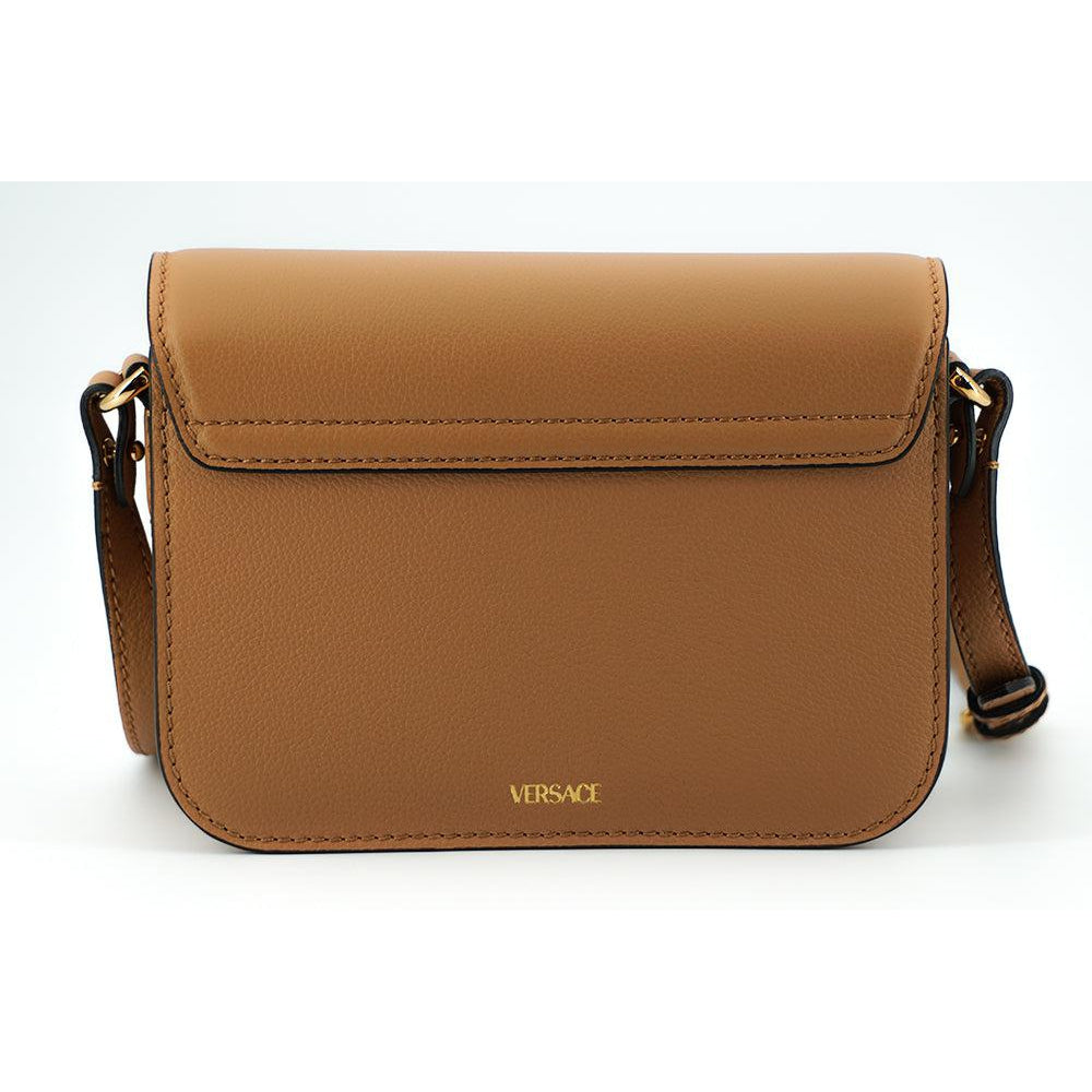 Versace Elegant Calf Leather Shoulder Bag in Brown