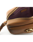 Versace Elegant Brown Leather Camera Case Shoulder Bag