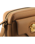 Versace Elegant Brown Leather Camera Case Shoulder Bag