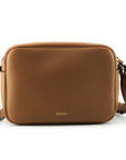 Versace Elegant Brown Leather Camera Case Shoulder Bag