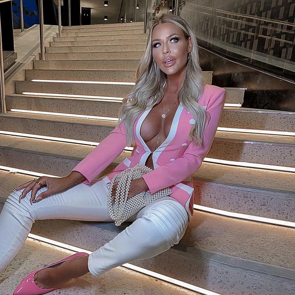 Blazer Cardigan Ajusté Rose Fermeture En crochet - Paris Deluxe