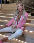 Blazer Cardigan Ajusté Rose Fermeture En crochet - Paris Deluxe