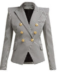 Blazer Quadrillé Gris Style Work Boutons Lion - Paris Deluxe