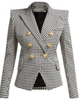 Blazer Quadrillé Gris Style Work Boutons Lion - Paris Deluxe