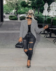 Blazer Quadrillé Gris Style Work Boutons Lion - Paris Deluxe