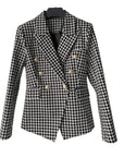 Blazer Quadrillé Gris Style Work Boutons Lion - Paris Deluxe