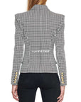 Blazer Quadrillé Gris Style Work Boutons Lion - Paris Deluxe