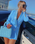 Blazer Robe Bleu Satin Double Boutonnage - Paris Deluxe