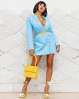 Blazer Robe Bleu Satin Double Boutonnage - Paris Deluxe
