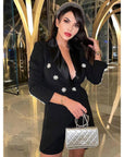 Blazer Robe double Boutonnage Diamants Col Châle - Paris Deluxe