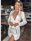 Blazer Robe double Boutonnage Diamants Col Châle - Paris Deluxe