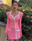 Blazer Robe Rose Double Boutonnage Forme Bustier - Paris Deluxe